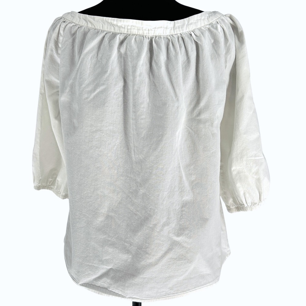 Odille Anthropologie Cotton Peasant Blouse Womens 4 Boho Cottagecore Top White - Picture 3 of 7
